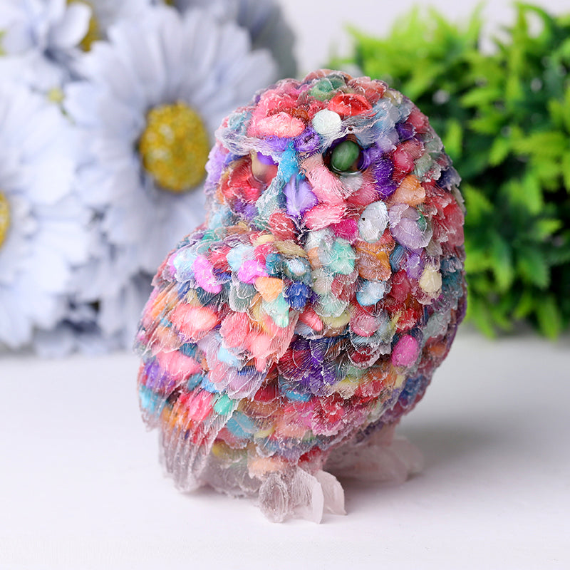 4" Owl Resin Crystal Carvings