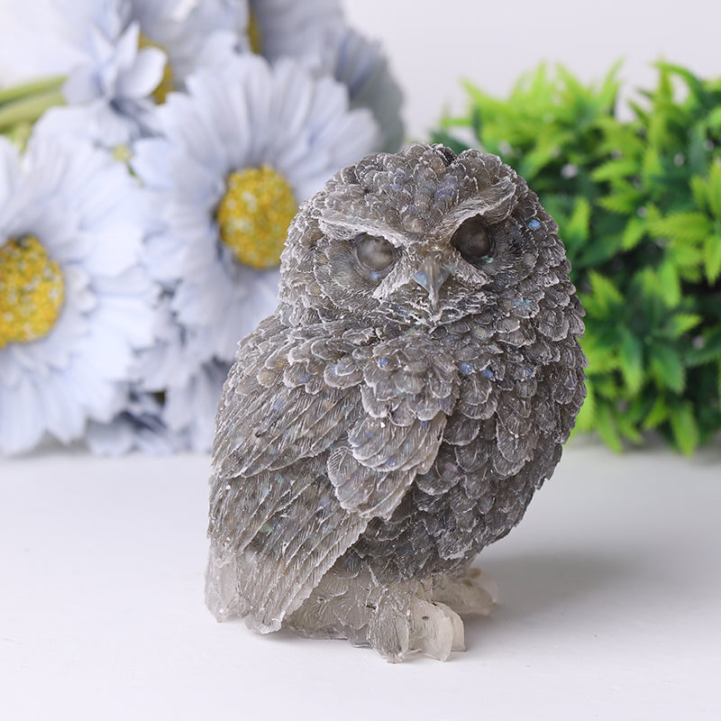 4" Owl Resin Crystal Carvings