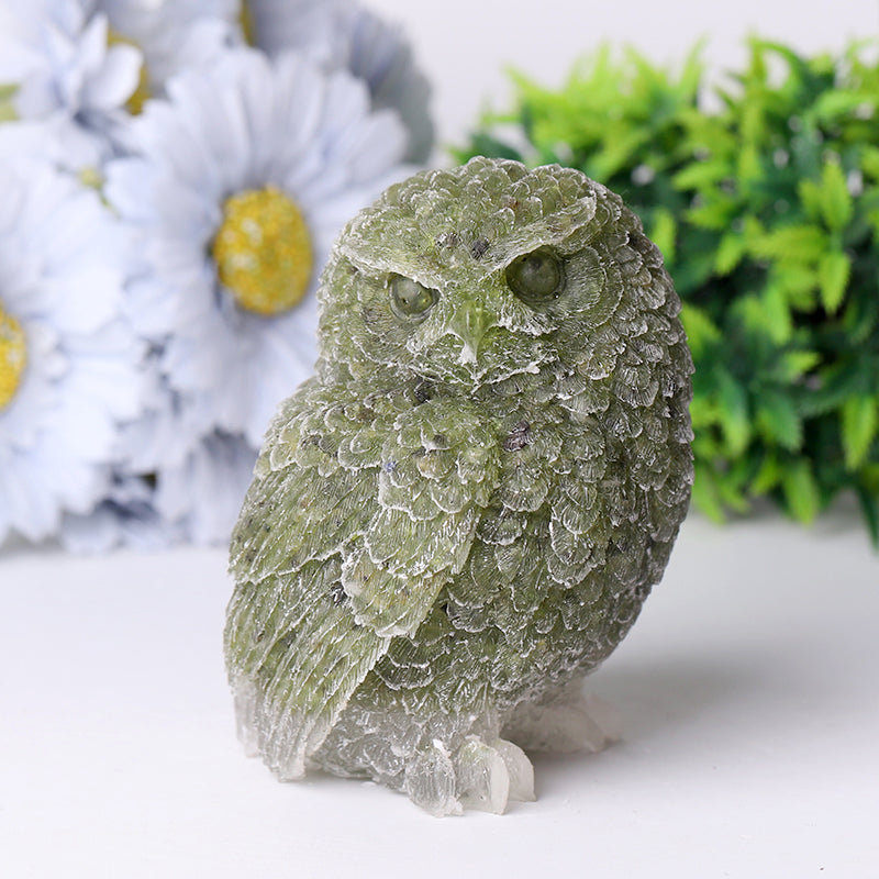 4" Owl Resin Crystal Carvings