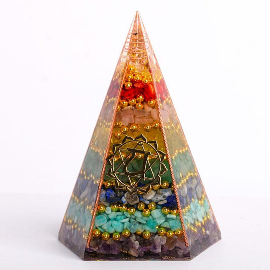 7 Chakra Crystal Resin Pyramid