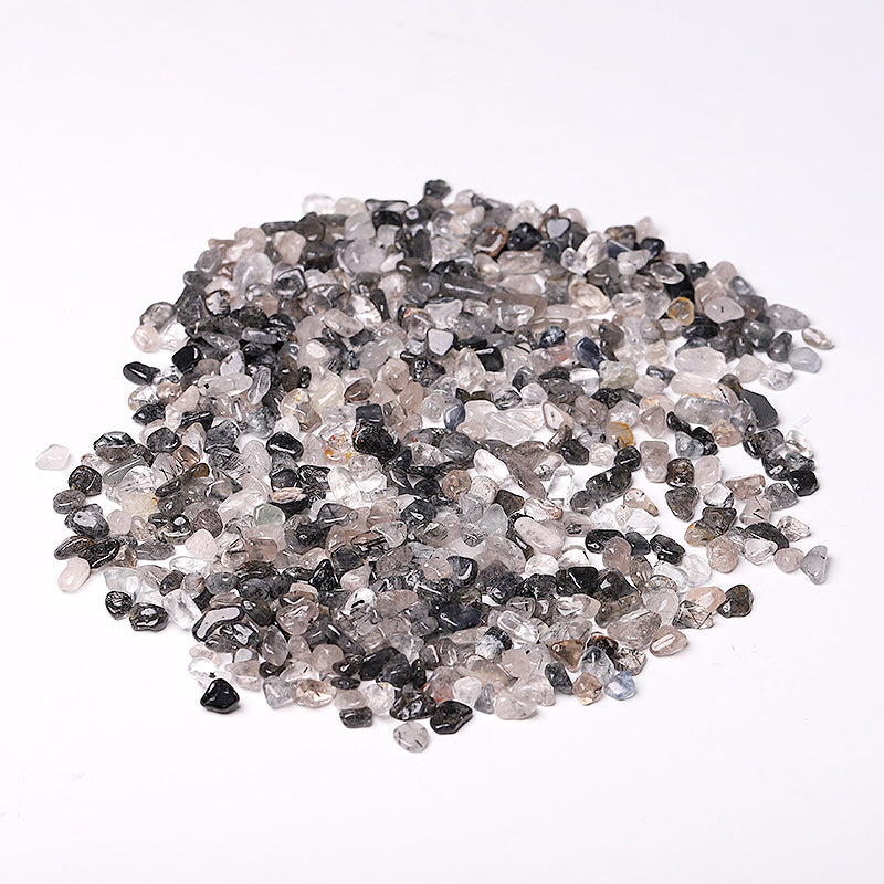 Different Size Natural Blak Tourmaline in Quartz Chips Crystal Chips for Decoration