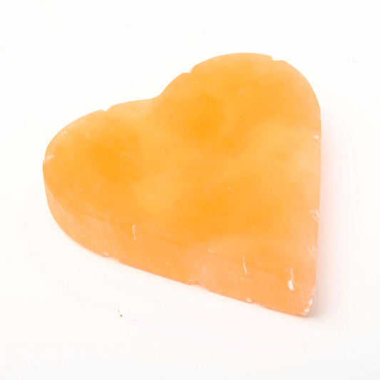 Peach Selenite Heart Shape Carvings