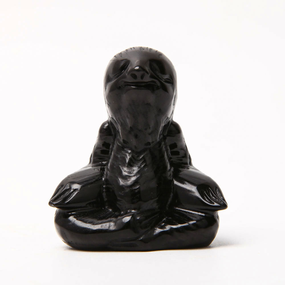 Black Obsidian Hand Carved Sloth