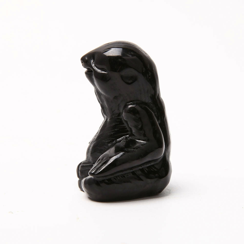 Black Obsidian Hand Carved Sloth