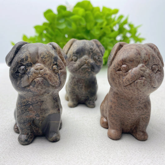 2.4" Picture Jasper French Bull Dog Carvings Bulk Wholesale