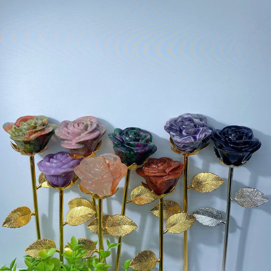 9.0" Mixed Crystal Rose Flower Crystal Healing Bulk Wholesale