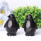 Silver Obsidian Penguin Crystal Carvings