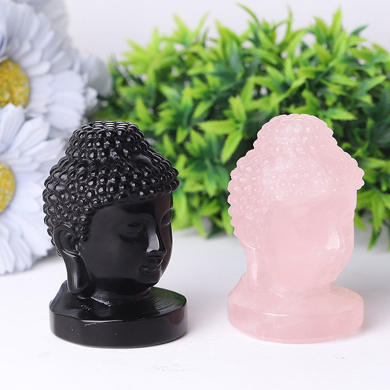 3" Buddha Head Crystal Carvings