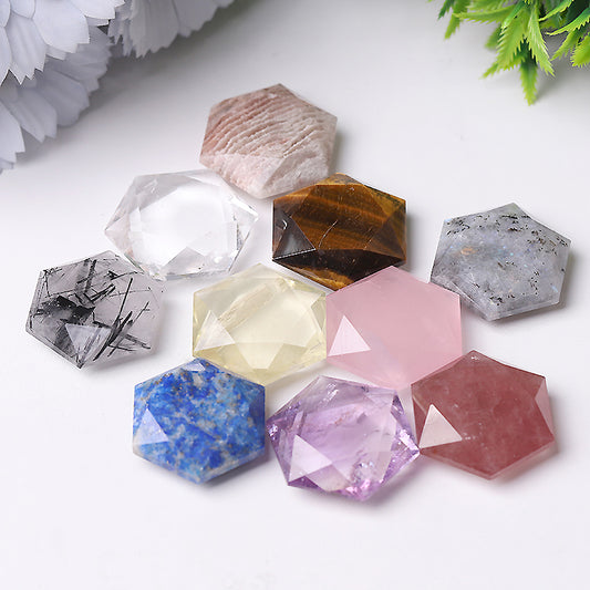 1" Crystal Hexagon Polygon Pocket Stone for Pendant for DIY