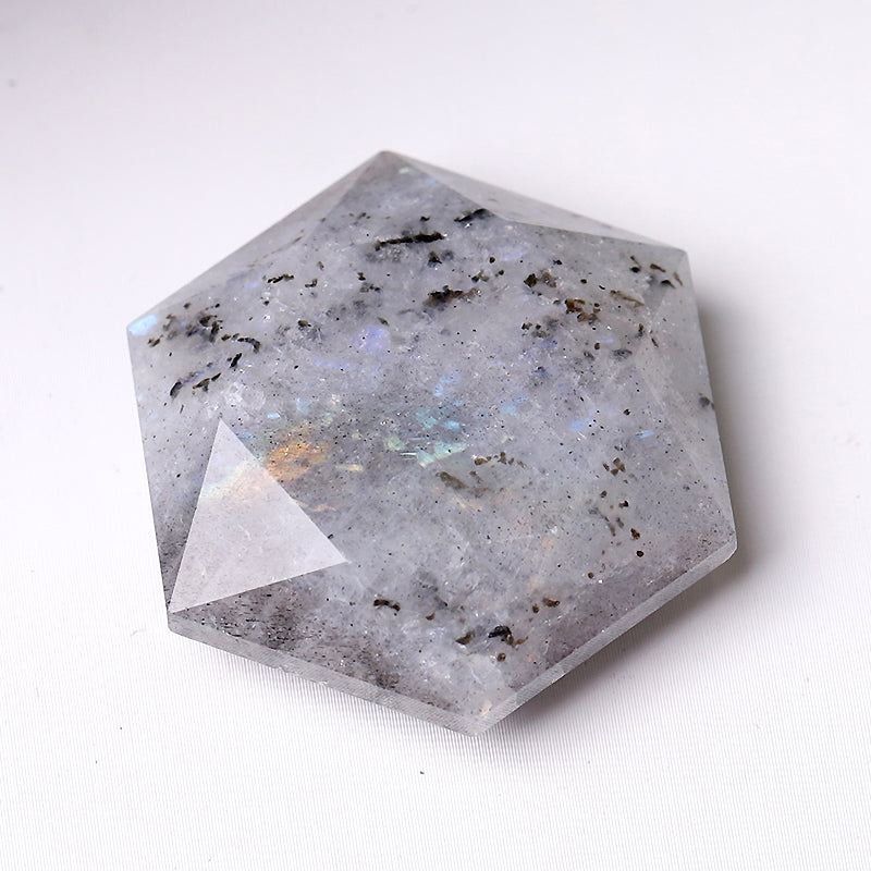 1" Crystal Hexagon Polygon Pocket Stone for Pendant for DIY