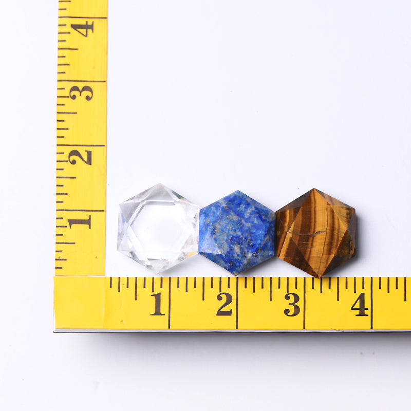 1" Crystal Hexagon Polygon Pocket Stone for Pendant for DIY