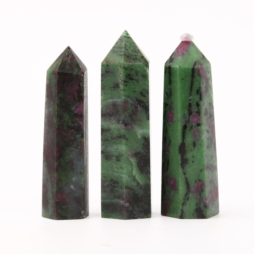 Set of 3 Ruby in Zoisite Point Epidote Point Crystal Point