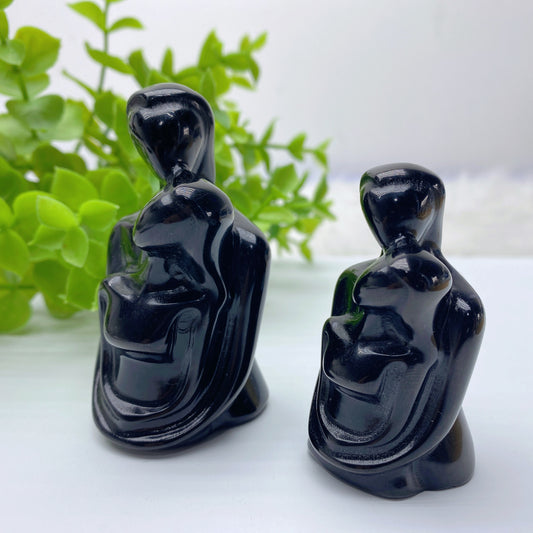Black Obsidian Couple Carvings Bulk Wholesale