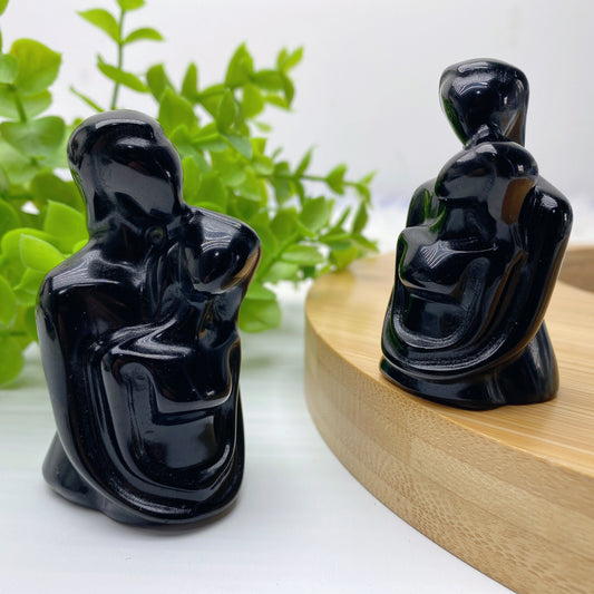 Black Obsidian Couple Carvings Bulk Wholesale