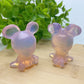 1.9" Pink Opalite Mickey Minnie Carvings Crystal Healing Bulk Wholesale