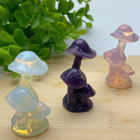 2.1" Mixed Crystal Mushroom Carvings Bulk Wholesale
