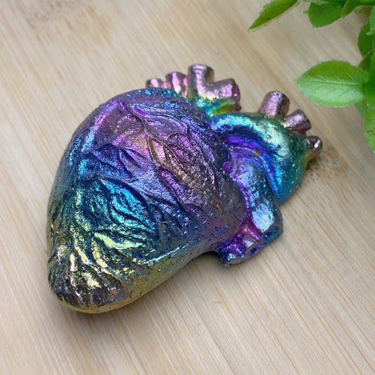 2.5"  Aura Bismuth Heart Carvings Bulk Wholesale
