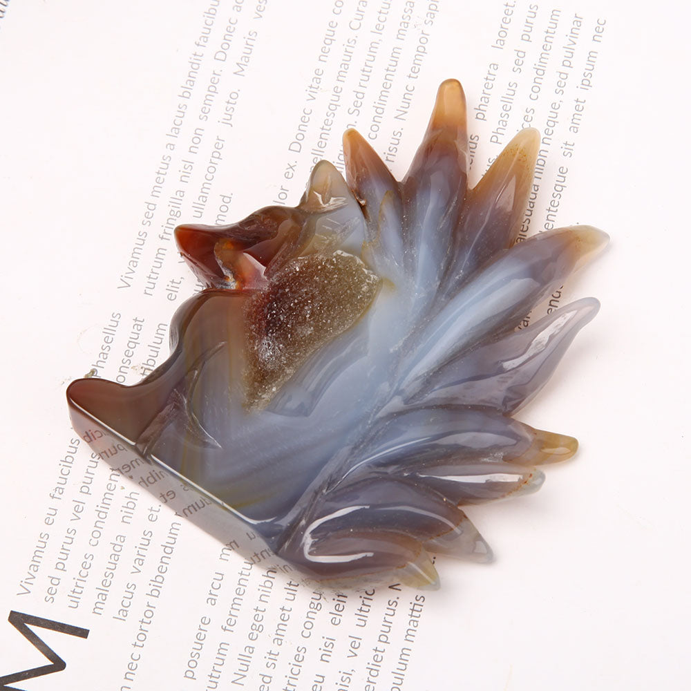 Druzy Agate Nine Tail Fox Carvings