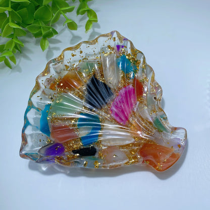 Resin Shell Bowl Resin Gift Box Coulorful Agate Chips Infused Bulk Wholesale