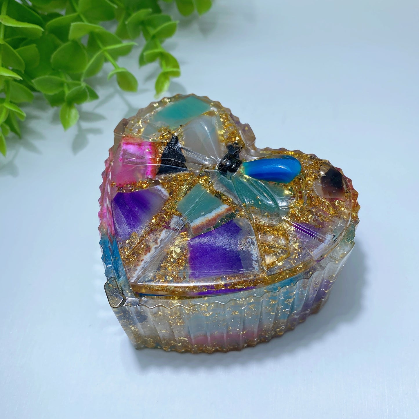 Resin Shell Bowl Resin Gift Box Coulorful Agate Chips Infused Bulk Wholesale