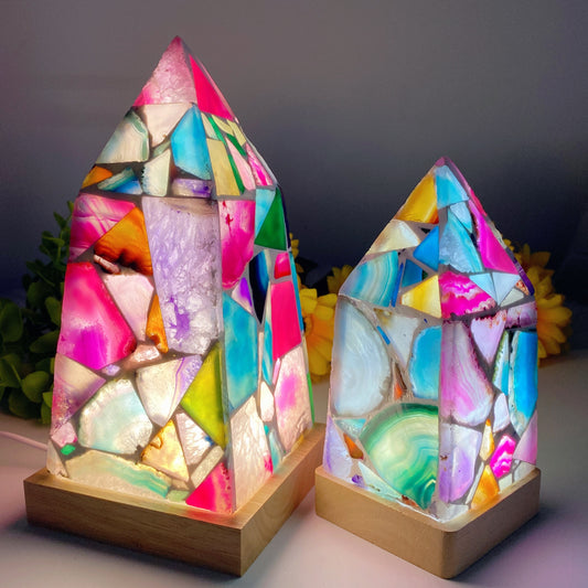 Coulorful Agate Tower Lamp with USB Bulk Wholesale