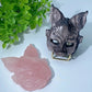 3.3" Rose Quartz Silver Obsidian Cat Mask Carvings Crystal Healing Bulk Wholesale