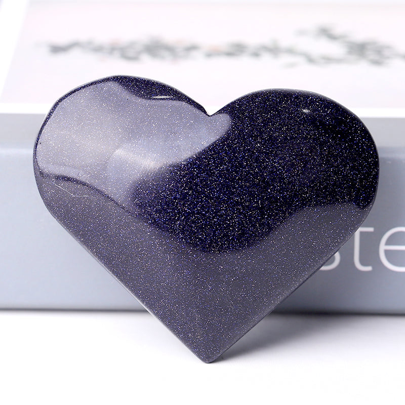 Blue Sandstone Heart Shape Crystal Carvings