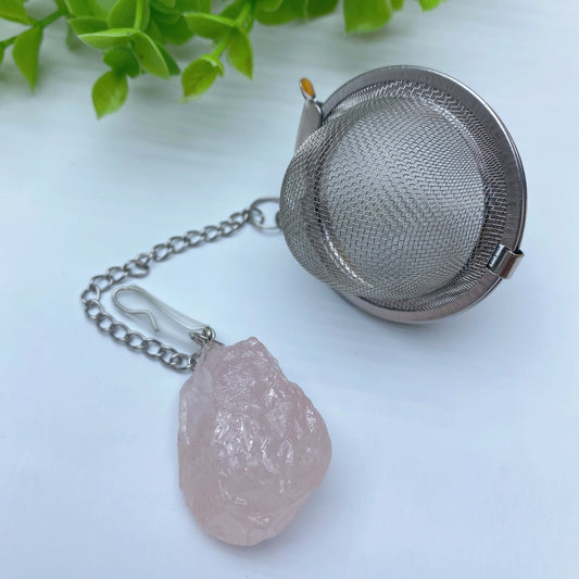 7.0" Tea-strainer with Crystal Raw Stone Decor Crystal Healing Bulk Wholesale