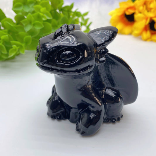 3.0" Black Obsidian Toothless Carving Bulk Wholesale