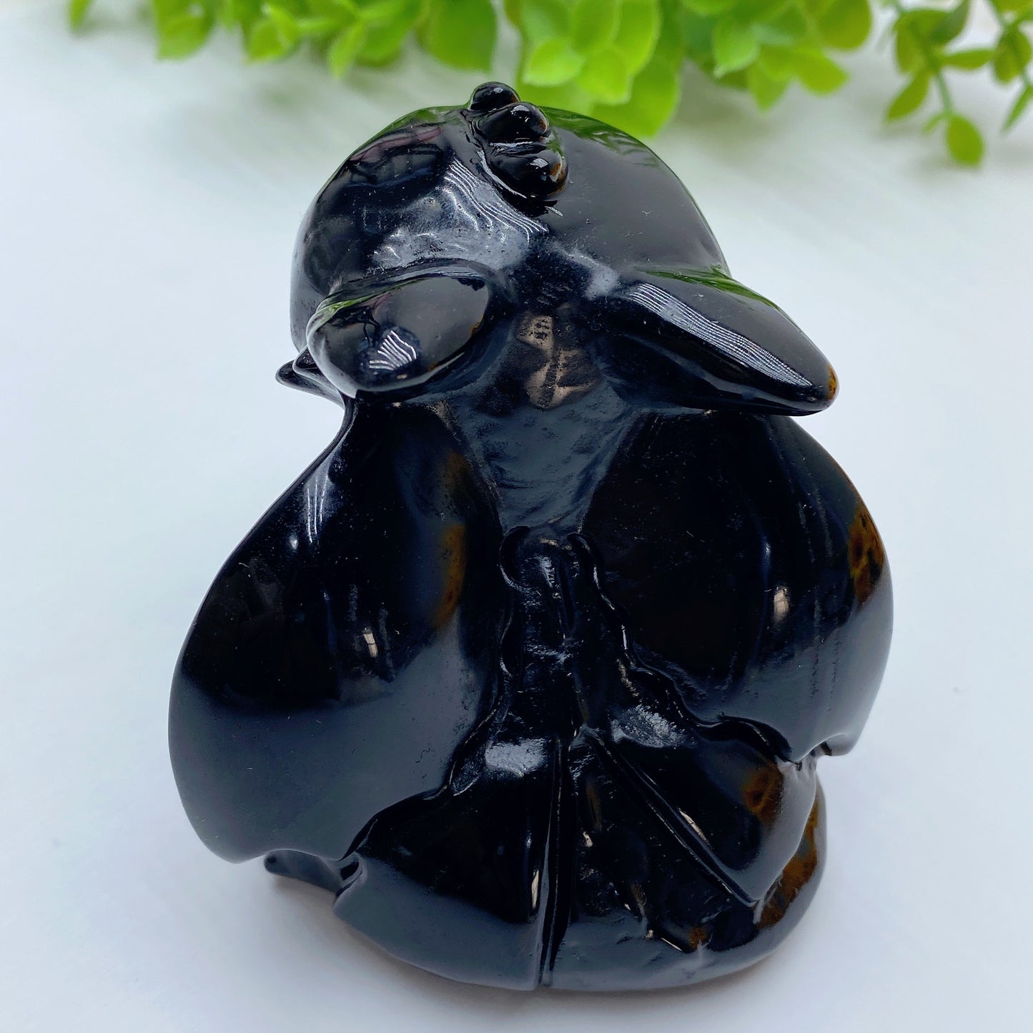 3.0" Black Obsidian Toothless Carving Bulk Wholesale