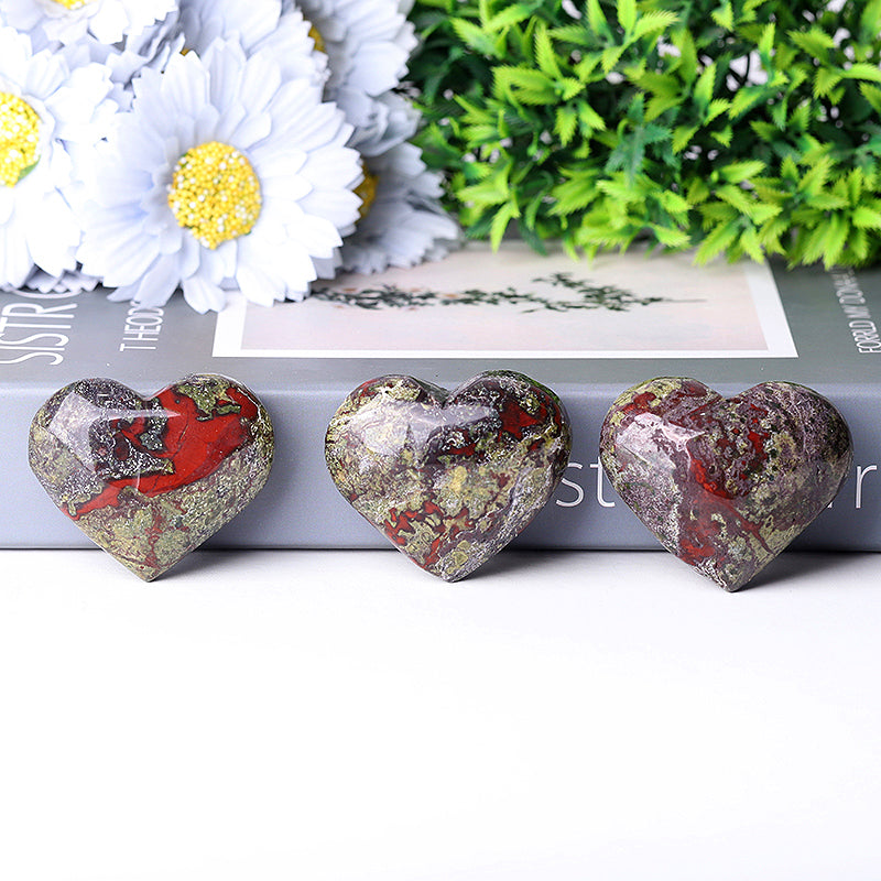 Dragon Blood Stone Heart Shape Crystal Carvings