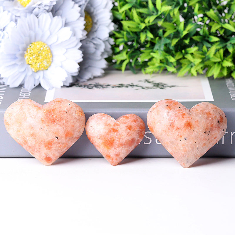 Golden Strawberry Quartz Heart Shape Crystal Carvings