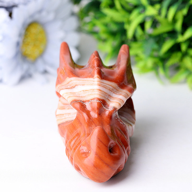 3" Red Jasper Dragon Head Crystal Carvings