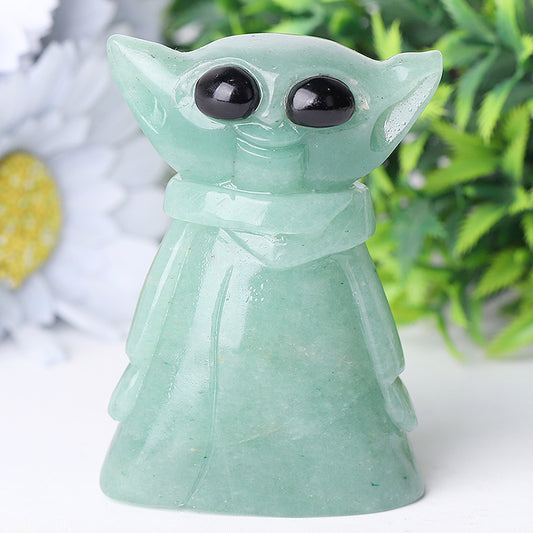 3" Green Aventurine Baby Yoda Master Crystal Carvings