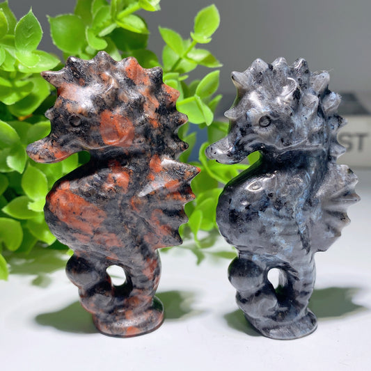 3.1" Larvikite Hippocampus Carvings Bulk Wholesale