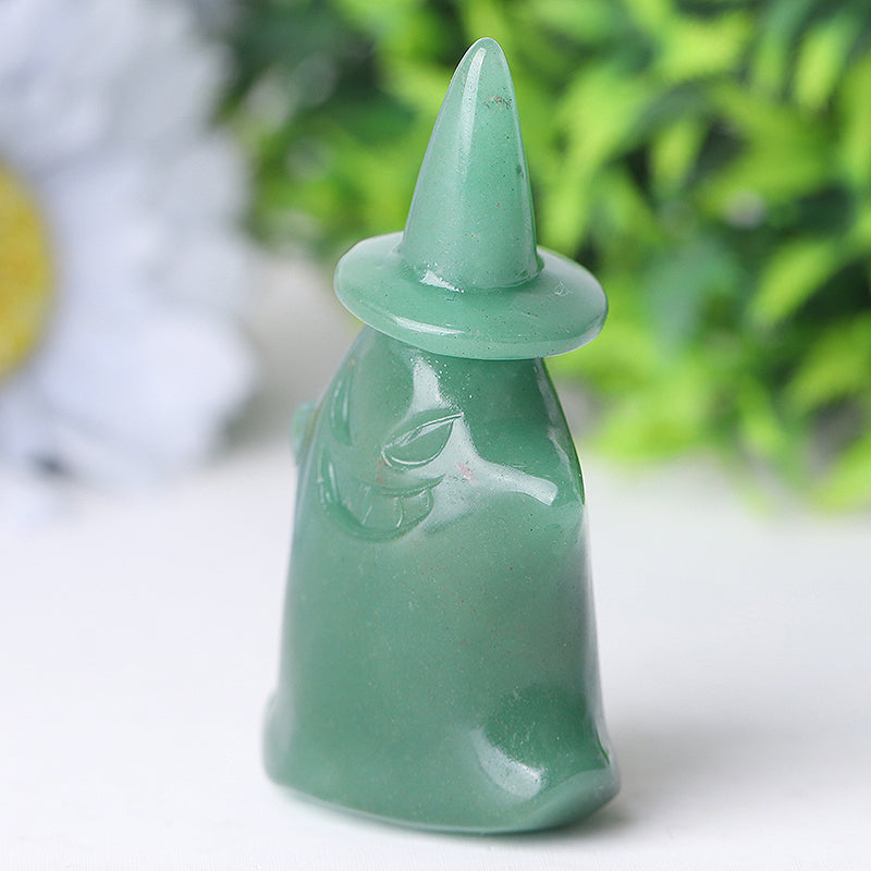 Green Aventurine Witch Crystal Carvings for Halloween