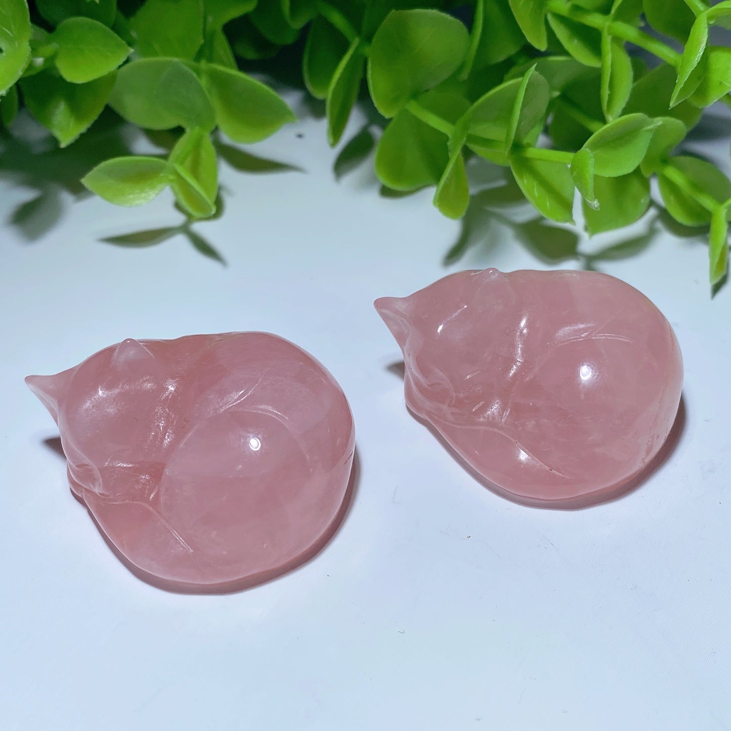 1.5" Rose Quartz Cat Carving Crystal Healing Bulk Wholesale