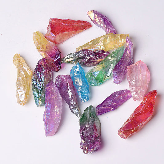 Colorful Aura Quartz Angel Crystal Chunks Raw Rough Clear Rock Quartz Sticks