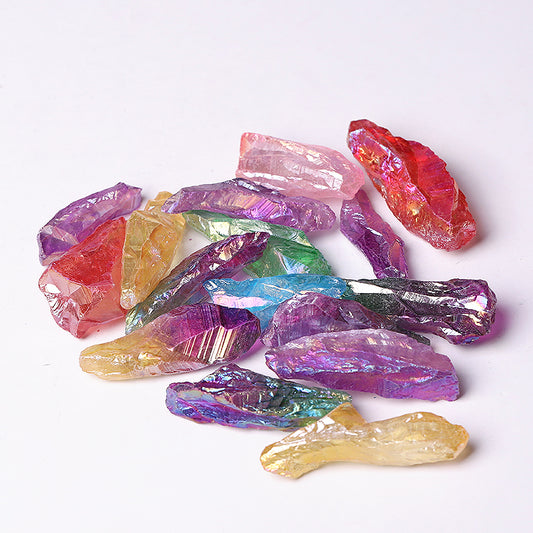 Colorful Aura Quartz Angel Crystal Chunks Raw Rough Clear Rock Quartz Sticks