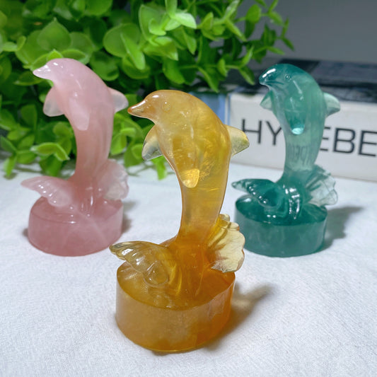 3.0" Mixed Crystal Jumping Dolphin Crystal Healing Bulk Wholesale
