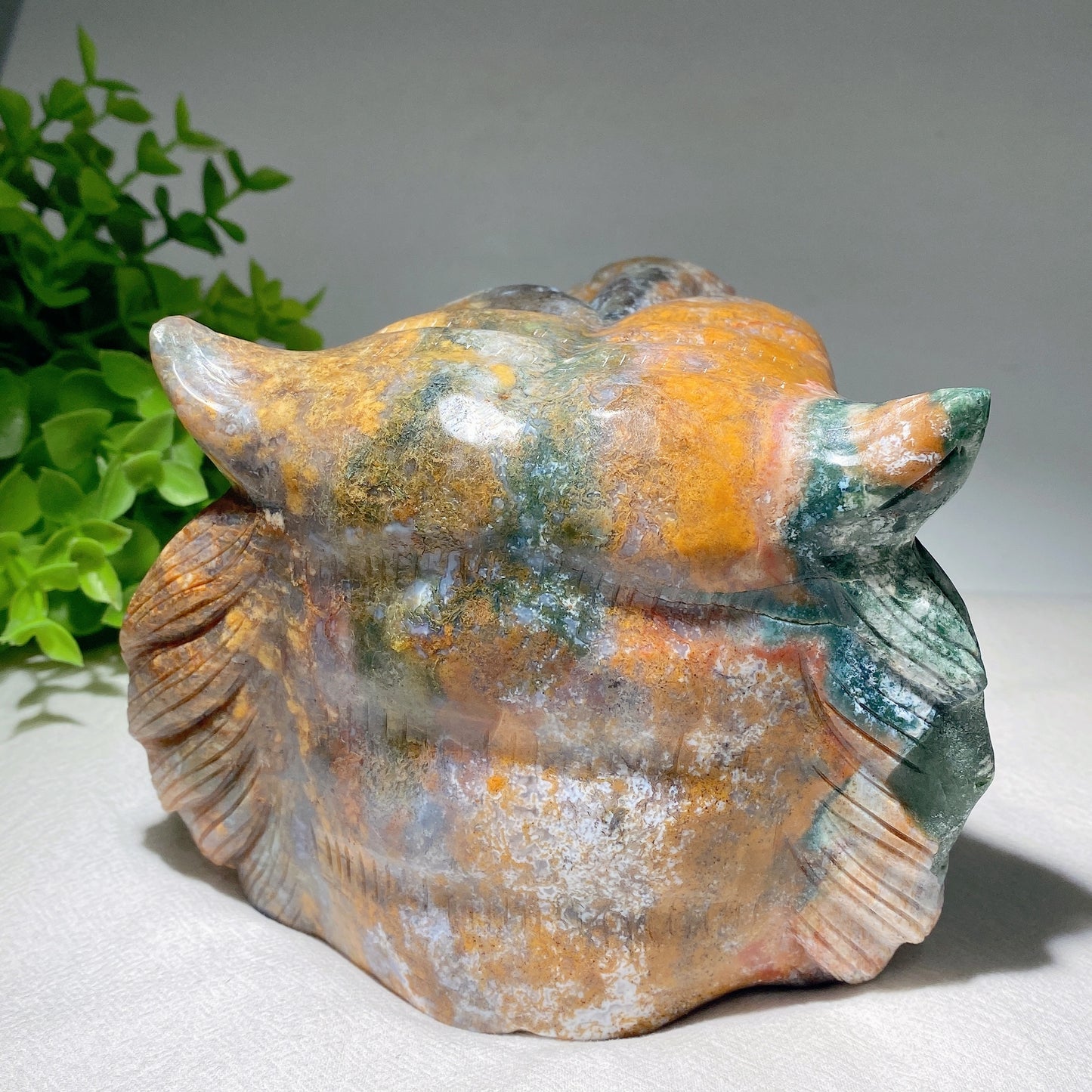 5.2" Unique Ocean Jasper Tiger Head Carving Crystal Healing Bulk Wholesale