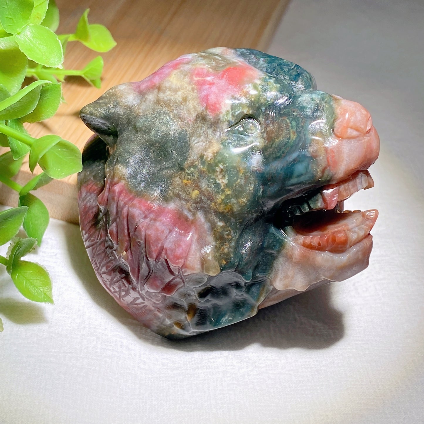 2.4" Ocean Jasper Tiger Head Carving Crystal Healing Bulk Wholesale