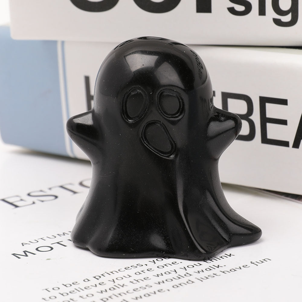 Black Obsidian Ghost Sculpture Carvings for Halloween Decoration