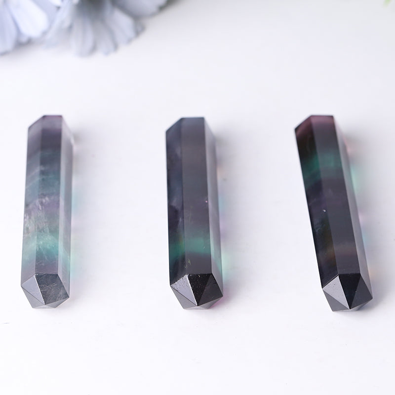 4" High Quality Rainbow Fluorite Double Terminated Point for Healing