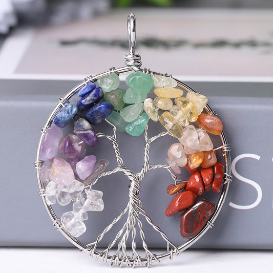 2" Tree of Life Mixed Crystal Pendant