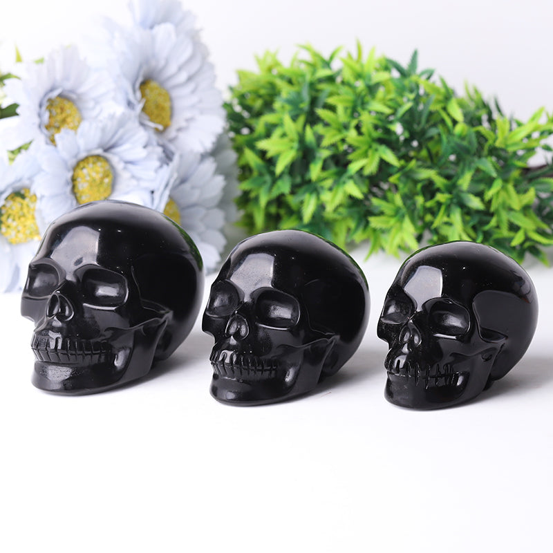 Black Obsidian Skull Crystal Carvings for Halloween