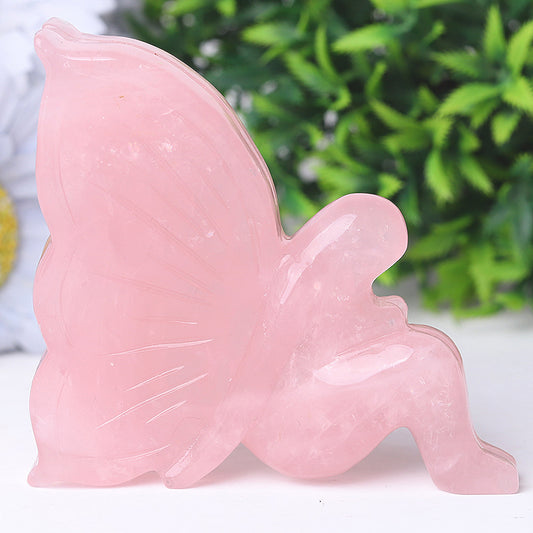 3.5" Rose Quartz Fairy Crystal Carvings