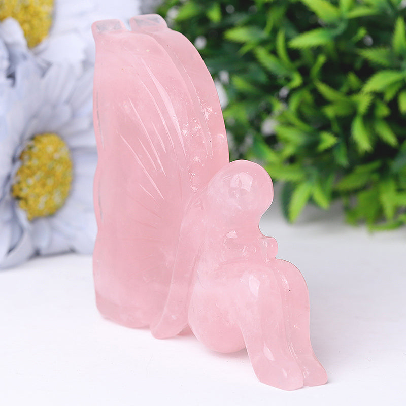 3.5" Rose Quartz Fairy Crystal Carvings