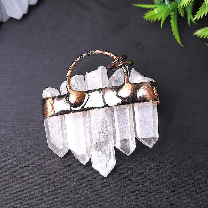Clear Quartz with Green Jade Pendant for Jewelry DIY