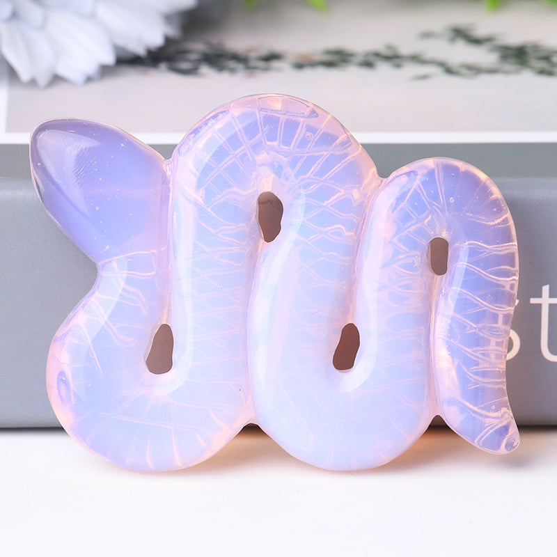 Pink Opalite Snake Crystal Carvings